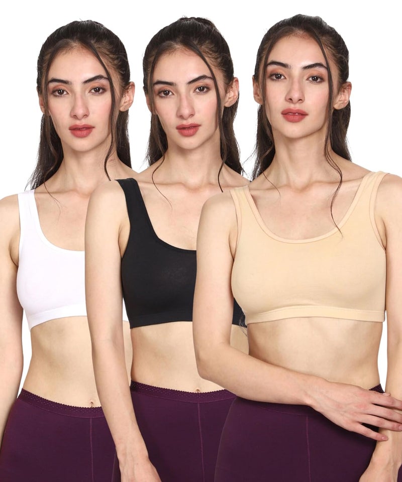 Mysha سوتيان رياضي نسائي من ميشا 100% قطن نقي قابل للتمدد بدون أسلاك – ناعم، قابل للتنفس، غير مبطن وخالي من seams - Image 1